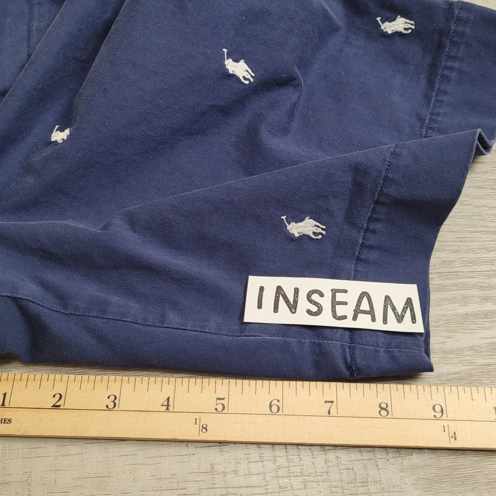 🐎POLO Ralph Lauren Allover Pony 9" Stretch Classic Fit Chino Shorts Blue Men 36 - Picture 12 of 16